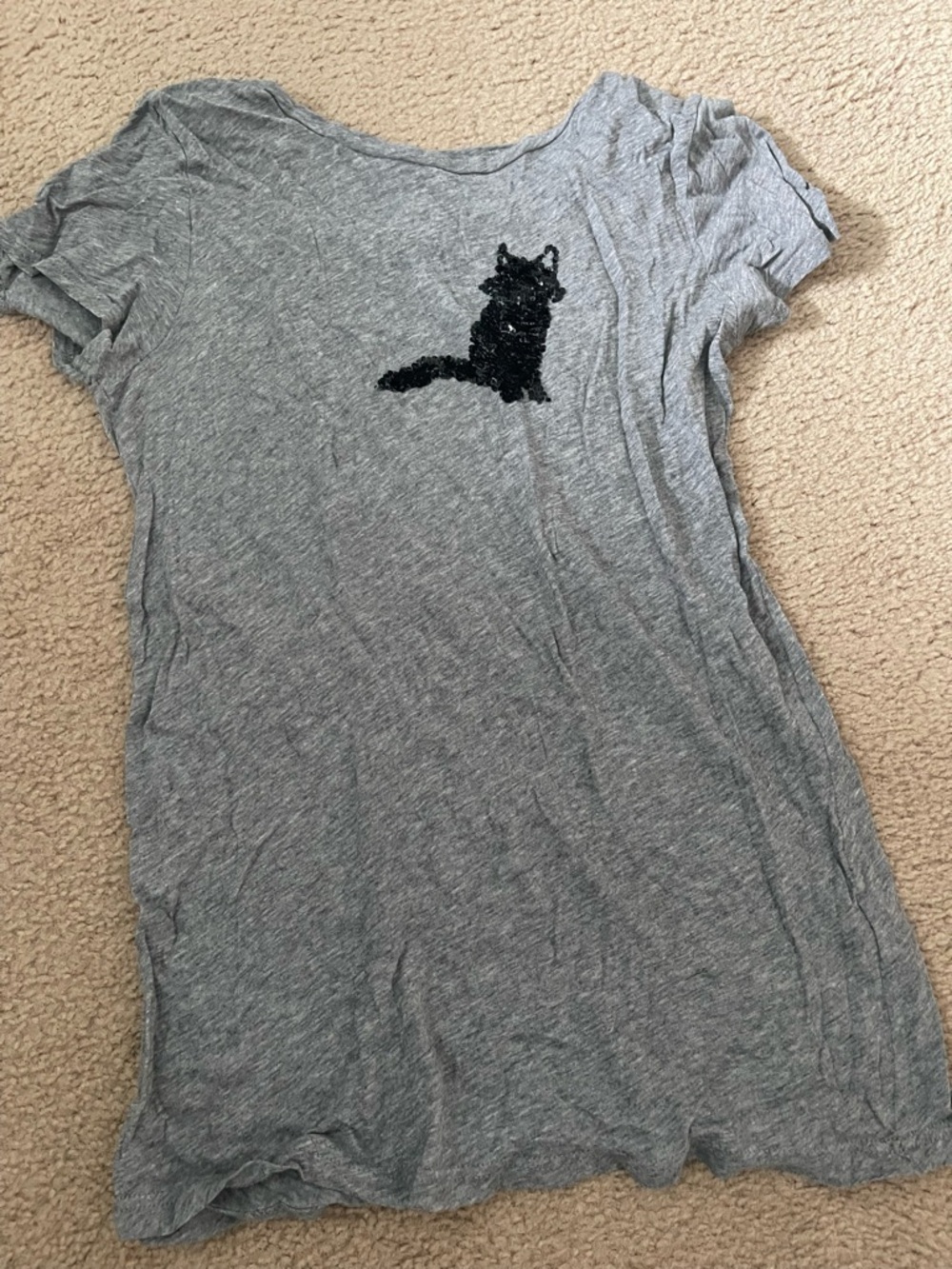 J. Crew sequin black cat shirt size small
